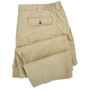 L.L. Bean Cargo Pants Men 42x30 Tan Comfort Waist Straight Leg Cotton FITS 41x27